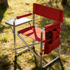(Set of Two) Lightweight Aluminium Folding Picnic Chair with Side Table and Caddy