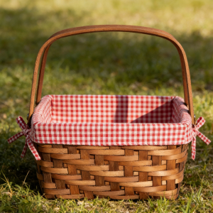 Rectangular Woodchip Picnic Basket with Double Folding Handles