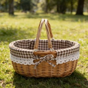 Willow Wicker Picnic Basket with Double Folding Handles